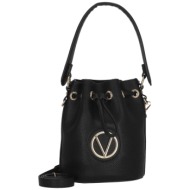 valentino γυναικεία τσάντα bucket μονόχρωμη με μεταλλικό μονόγραμμα `katong` - 56kvbs7qs02/kat μαύρο