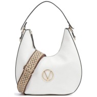 valentino γυναικεία τσάντα ώμου μονόχρωμη με μεταλλικό μονόγραμμα `katong` - 56kvbs7qs04/kat λευκό