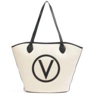 valentino γυναικεία τσάντα tote με contrast τελειώματα και ανάγλυφο μονόγραμμα `covent` - 56kvbs7qo0