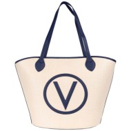 valentino γυναικεία τσάντα tote με contrast τελειώματα και ανάγλυφο μονόγραμμα `covent` - 56kvbs7qo0