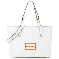 valentino γυναικεία τσάντα shopper μονόχρωμη με μεταλλικό λογότυπο `princesa` - 56kvbs7r106/pri λευκ