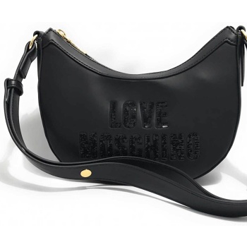 love moschino γυναικεία τσάντα ώμου μονόχρωμη με λογότυπο