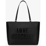love moschino γυναικεία τσάντα shopper μονόχρωμη με λογότυπο με παγιέτες - jc4288pp0ikk0 μαύρο