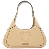 love moschino γυναικεία τσάντα ώμου μονόχρωμη με ανάγλυφες λεπτομέρειες - jc4324pp0ikr0 καμηλό