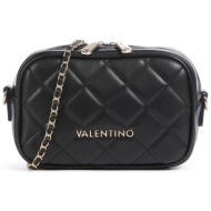 valentino γυναικεία mini τσάντα crossbody μονόχρωμη με καπιτονέ σχέδιο και μεταλλικό λογότυπο `ocari