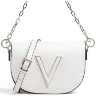 valentino γυναικεία τσάντα crossbody μονόχρωμη με ανάγλυφο μονόγραμμα `coney` - 56kvbs7qn03/con λευκ