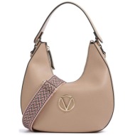 valentino γυναικεία τσάντα ώμου μονόχρωμη με μεταλλικό μονόγραμμα `katong` - 56kvbs7qs04/kat μπεζ
