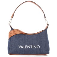 valentino γυναικεία τσάντα ώμου denim με contrast logo print `leith re` - 56kvbs7qh03d/le μπλε