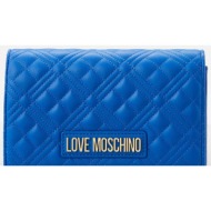 love moschino γυναικεία mini τσάντα crossbody μονόχρωμη με ανάγλυφο pattern - jc4079pp0ila0 μπλε ηλε