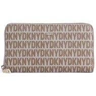 dkny γυναικείο πορτοφόλι με all-over contrast logo print και μεταλλικό λογότυπο `perri` - r4112c85 μ