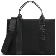 dkny γυναικεία τσάντα tote μονόχρωμη με ανάγλυφο λογότυπο `holly` - r41agc81 μαύρο