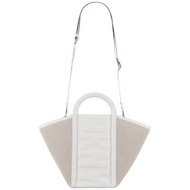 dkny γυναικεία τσάντα tote colorblocked με ανάγλυφο λογότυπο `tessa` - r41agc23 λευκό