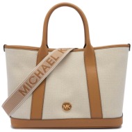 michael kors γυναικεία τσάντα χειρός από καμβά με μεταλλικό μονόγραμμα `luisa` - 30s4g99s8o καμηλό