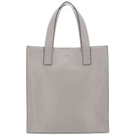 guess γυναικεία τσάντα tote μονόχρωμη με μεταλλικό λογότυπο `jovie` - hwvg8780230 κρέμ