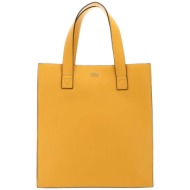 guess γυναικεία τσάντα tote μονόχρωμη με μεταλλικό λογότυπο `jovie` - hwvg8780230 κίτρινο