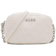 hugo boss γυναικεία τσάντα crossbody μονόχρωμη με all-over ανάγλυφο λογότυπο `chris` - 50516890 κρέμ