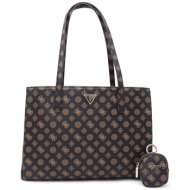 guess γυναικεία τσάντα tote με all-over contrast prints και αποσπώμενο mini pouch `power play tech` 