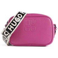 hugo boss γυναικεία τσάντα crossbody μονόχρωμη με ανάγλυφο λογότυπο `βel` - 50513090 φούξια