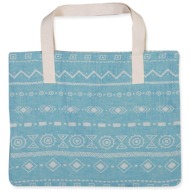 nef-nef γυναικεία βαμβακερή τσάντα παραλίας με γεωμετρικό pattern `alter blue` - 033237 μπλε