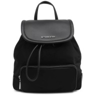 michael kors γυναικείο backpack μονόχρωμο με μεταλλικό λογότυπο `cara` - 30s4srkb1c μαύρο