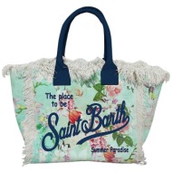 mc2 saint barth γυναικεία τσάντα θαλάσσης με ξέφτια `vanity floral multi` - vani001-00661f πολύχρωμο