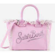 mc2 saint barth γυναικεία τσάντα χειρός με ξέφτια και τρούκς `colette ` - col0001-01349f ροζ