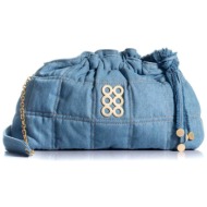 kooreloo γυναικείο τσαντάκι με denim ύφασμα `the milano pouch` - 24202.1014.6160 denim blue