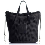 kooreloo γυναικεία τσάντα με πλεκτό σχέδιο `the milano cabas` - 14202.1008.5500 μαύρο