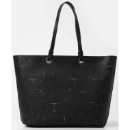 twinset γυναικεία τσάντα shopper με διάτρητο λογότυπο - 241td8030 μαύρο