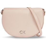 ck jeans γυναικεία τσάντα crossbody μονόχρωμη με μεταλλικό λογότυπο - k60k611883 nude