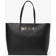 just cavalli γυναικεία τσάντα ώμου μονόχρωμη με μεταλλικό λογότυπο - 76ra4bb9zs766 μαύρο