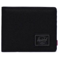 herschel unisex πορτοφόλι μονόχρωμο με logo patch και logo label `roy` - 66uacl01015 μαύρο