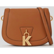 karl lagerfeld γυναικεία δερμάτινη τσάντα crossbody μονόχρωμη με διακοσμητικό μονόγραμμα `k/lock m` 