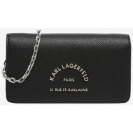 karl lagerfeld γυναικεία mini τσάντα crossbody μονόχρωμη με μεταλλικό λογότυπο `rue st-guillaume` - 