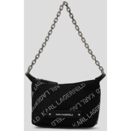 karl lagerfeld γυναικεία mini τσάντα ώμου μονόχρωμη με λογότυπο με rhinestones `k/essential crystal 
