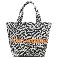 karl lagerfeld γυναικεία τσάντα shopper διπλής όψης με contrast logo print `k/zebra` - 241w3887 ασπρ