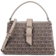 dkny γυναικεία τσάντα χειρός με all-over contrast logo print και πολλαπλές θήκες `deena` - r41d2c27 