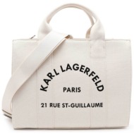 karl lagerfeld γυναικεία τσάντα tote μονόχρωμη βαμβακερή με contrast logo print `rue st-guillaume m`