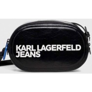 karl lagerfeld jeans γυναικεία τσάντα crossbody μονόχρωμη με contrast logo print - 241j3003 μαύρο