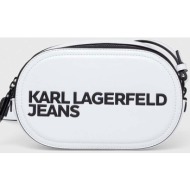 karl lagerfeld jeans γυναικεία τσάντα crossbody μονόχρωμη με contrast logo print - 241j3003 λευκό
