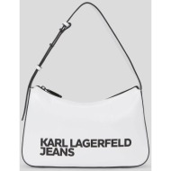 karl lagerfeld γυναικεία τσάντα ώμου μονόχρωμη με contrast logo print - 241j3006 λευκό