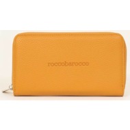 roccobarocco γυναικείο πορτοφόλι μονόχρωμο με ανάγλυφο λογότυπο - 66krbrp12001 μουσταρδί