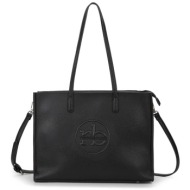 roccobarocco γυναικεία τσάντα shopper μονόχρωμη με ανάγλυφο λογότυπο και μονόγραμμα `olivia` - 66krb