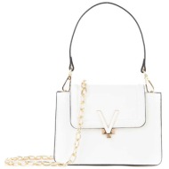 valentino γυναικεία τσάντα χειρός μονόχρωμη με ανάγλυφο μονόγραμμα `queens` - 56kvbs7r201/que λευκό