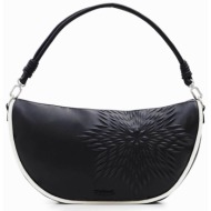 desigual γυναικεία τσάντα ώμου μονόχρωμη με ανάγλυφο σχέδιο `aquiles z sheffild` - 24saxp28 μαύρο