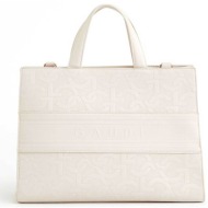 gaudi γυναικεία τσάντα χειρός μονόχρωμη με all-over ανάγλυφο μονόγραμμα `linea ada` - v4ae-11530 λευ