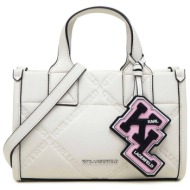 karl lagerfeld γυναικεία mini τσάντα μονόχρωμη με all-over ανάγλυφο λογότυπο `k/ikonik 2.0` - 240w30