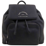 karl lagerfeld γυναικείο backpack μονόχρωμο με μεταλλικό λογότυπο `rue st-guillaume` - 240w3108 μαύρ