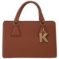 karl lagerfeld γυναικεία τσάντα χειρός μονόχρωμη με διακοσμητικό μονόγραμμα `k/lock m` - 240w3196 τα