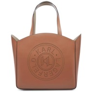 karl lagerfeld γυναικεία δερμάτινη τσάντα tote μονόχρωμη με διάτρητο λογότυπο `k/circle l` - 241w306